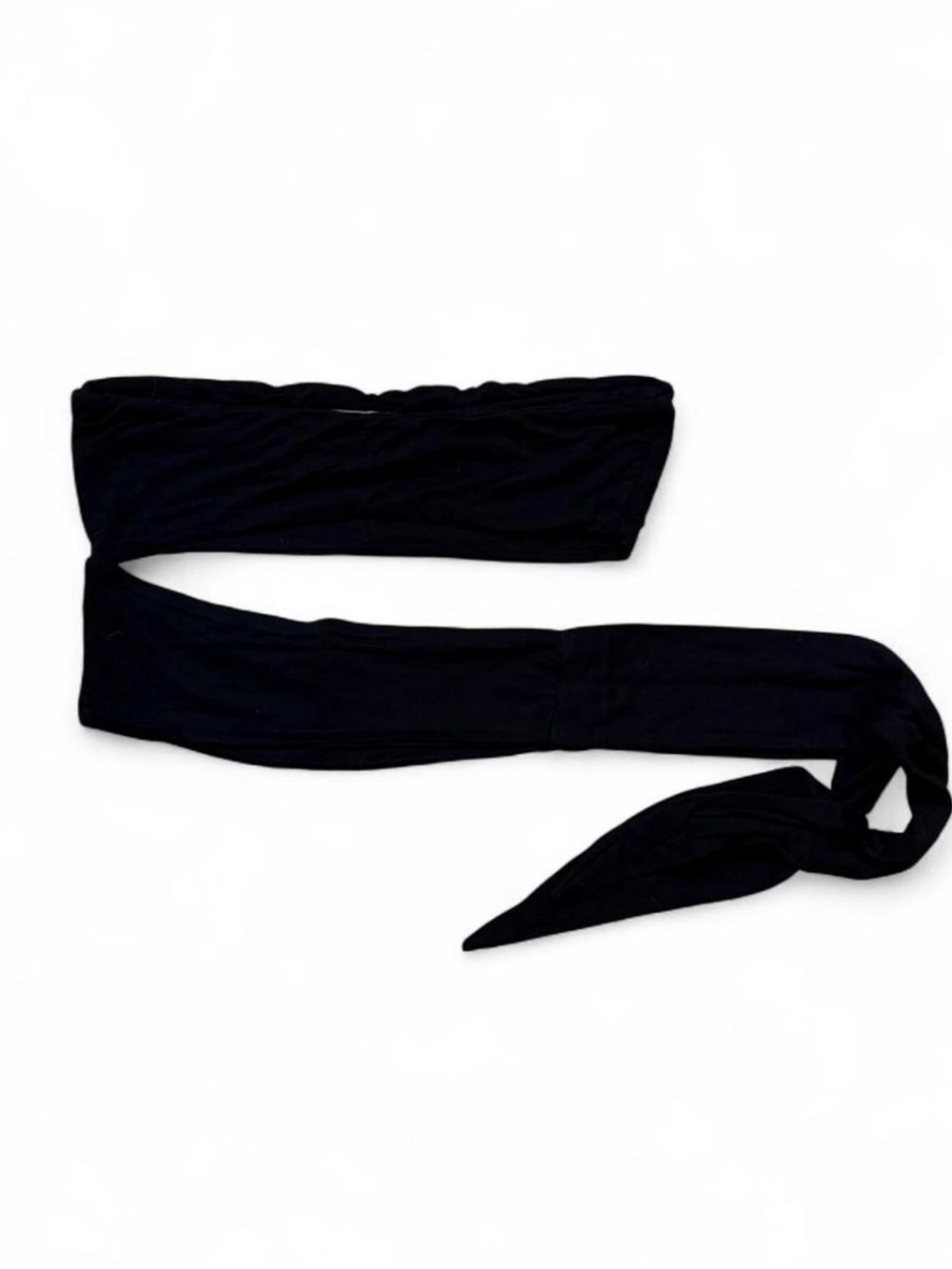 Fashion Nova Black Tube Crop Top With Tie Detail